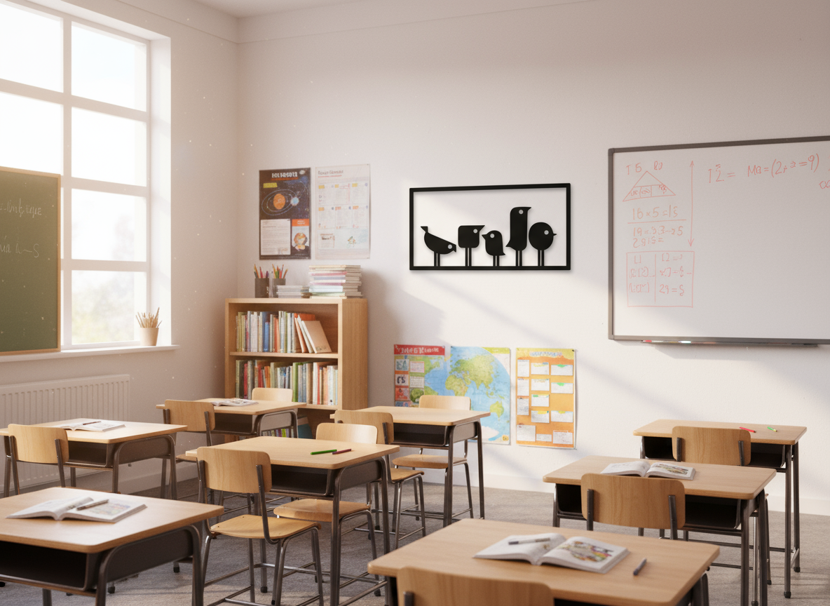 Five Black Birds Steel Wall Art