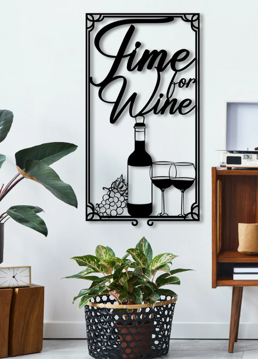 Time for Wine Black Steel Art